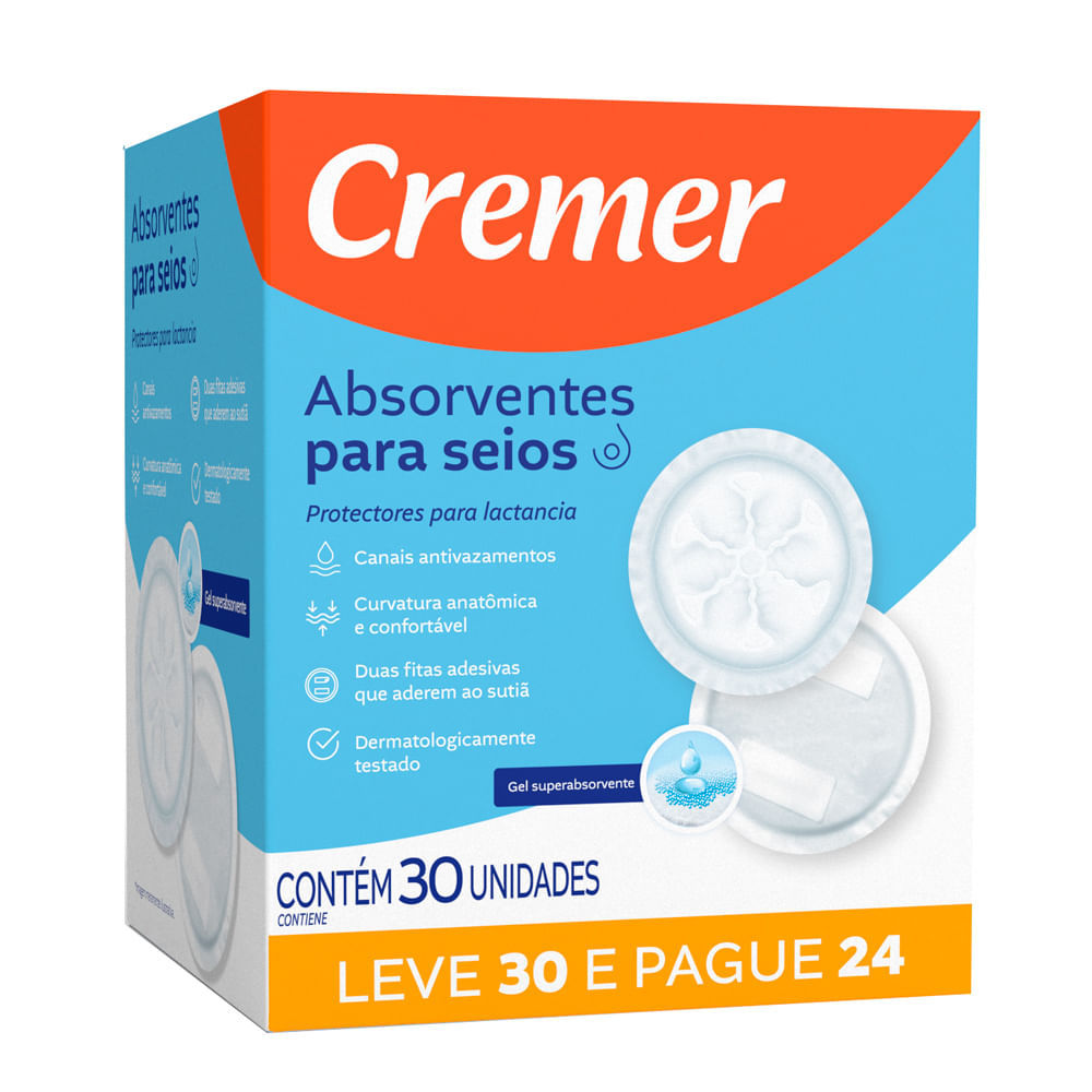 Absorvente Protetor de Seios Cremer 30 Unidades em Oferta na Shopee