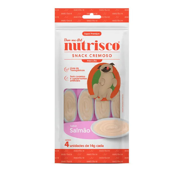 Snacks Cremoso Nutrisco Super Premium Pacote com 4 Unidades de 14g Cães Salmão