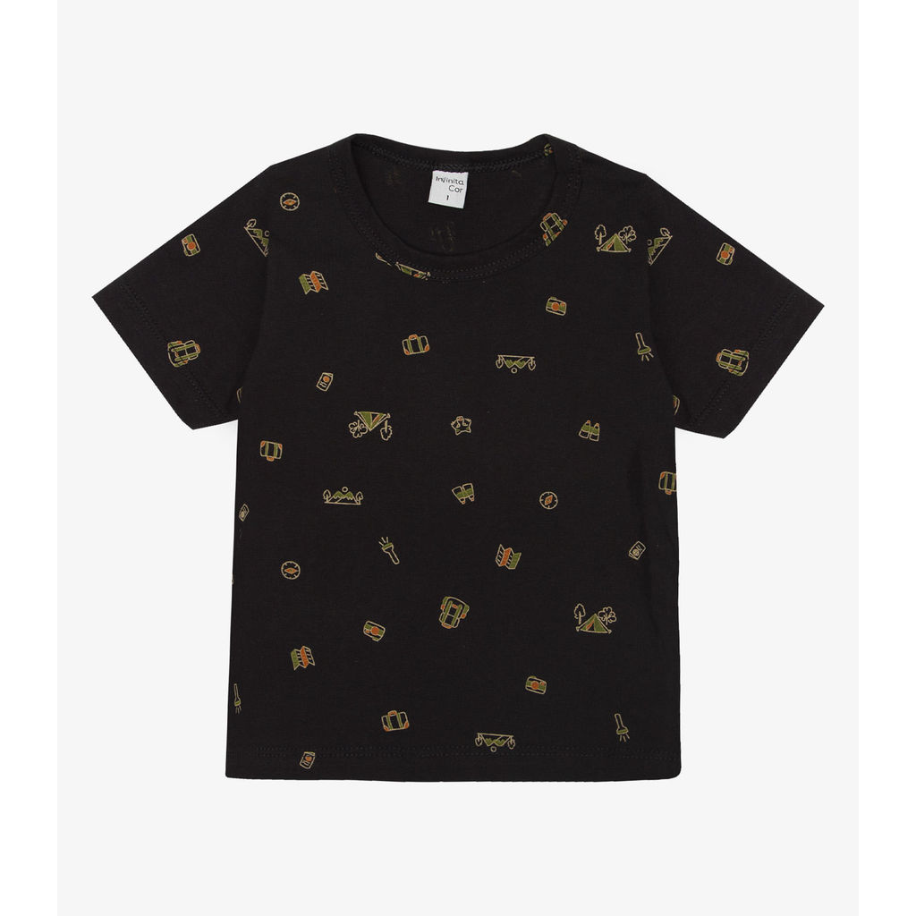 Camiseta Infantil Masculina Animais Infinita Cor Preto