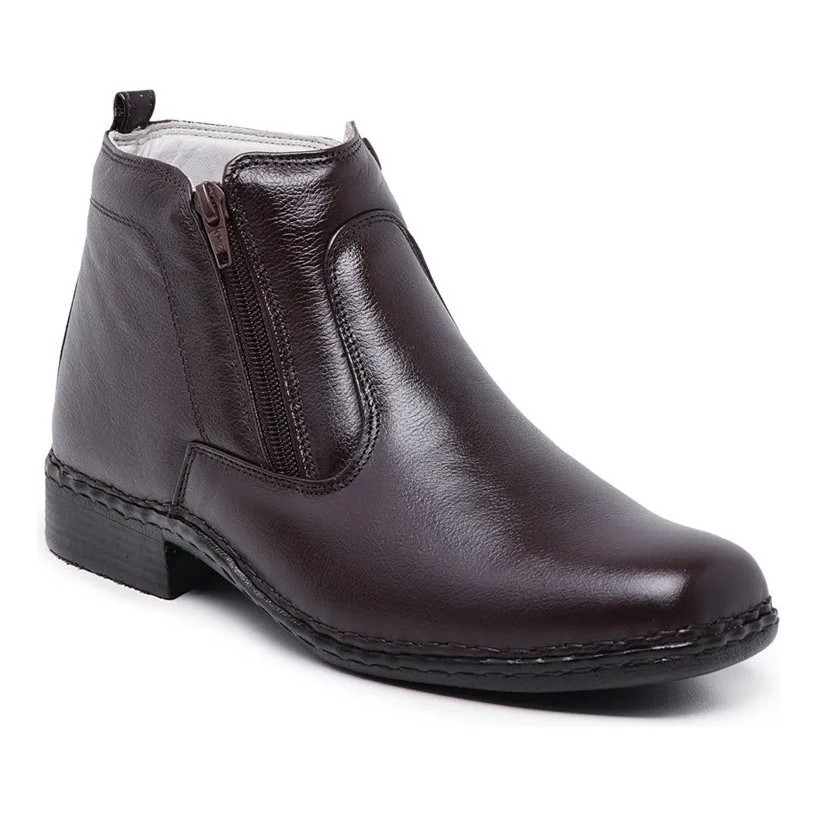 Botina Social Masculina Ortopédica Bota Antistress Couro Palmilha Gel