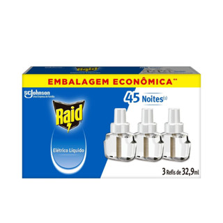 Refil Repelente Elétrico Raid 45 Noites 32,9ml Com 3 Unidades em Oferta na Shopee