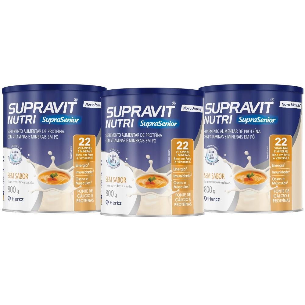 Kit Supravit Nutri Sem Sabor Com 3 Unidades De 800g Cada