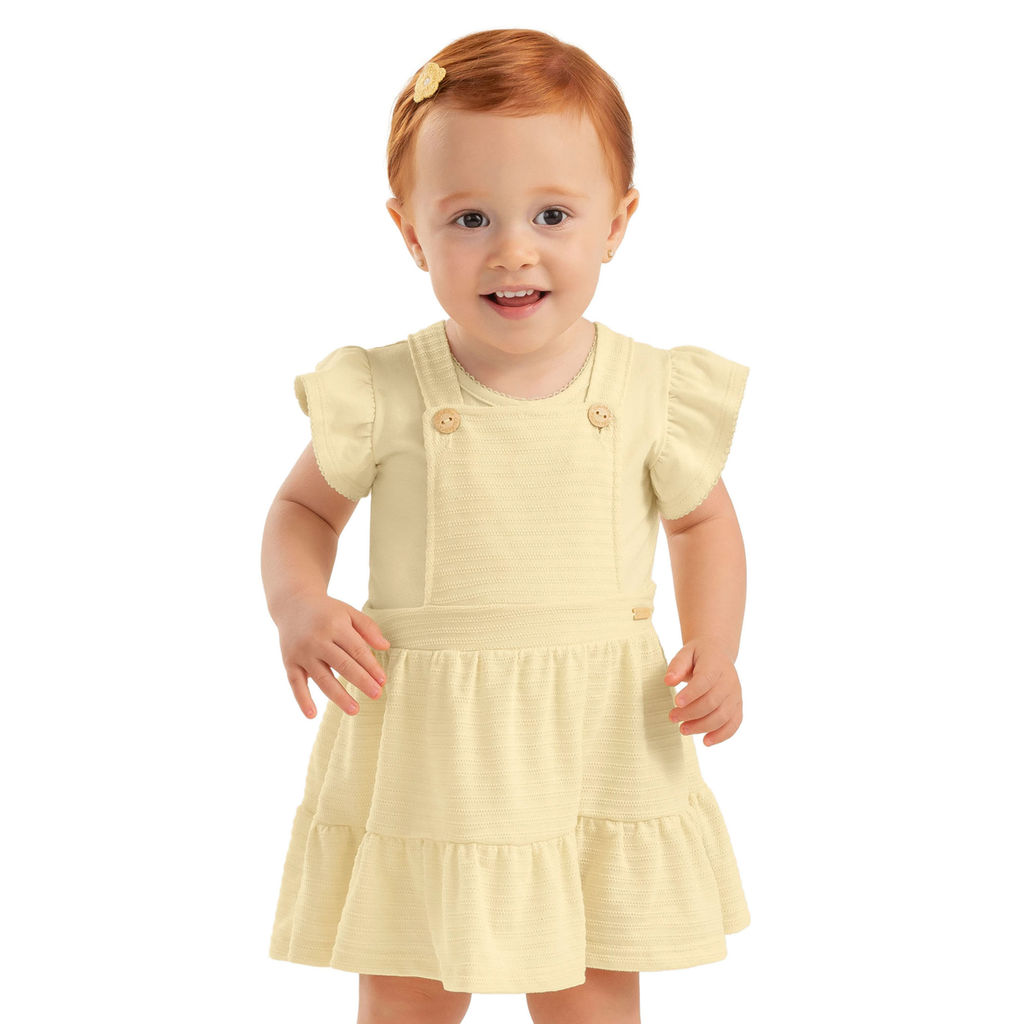 Conjunto Bebê Menina Salopete Babados Colorittá Amarelo em Oferta na Shopee