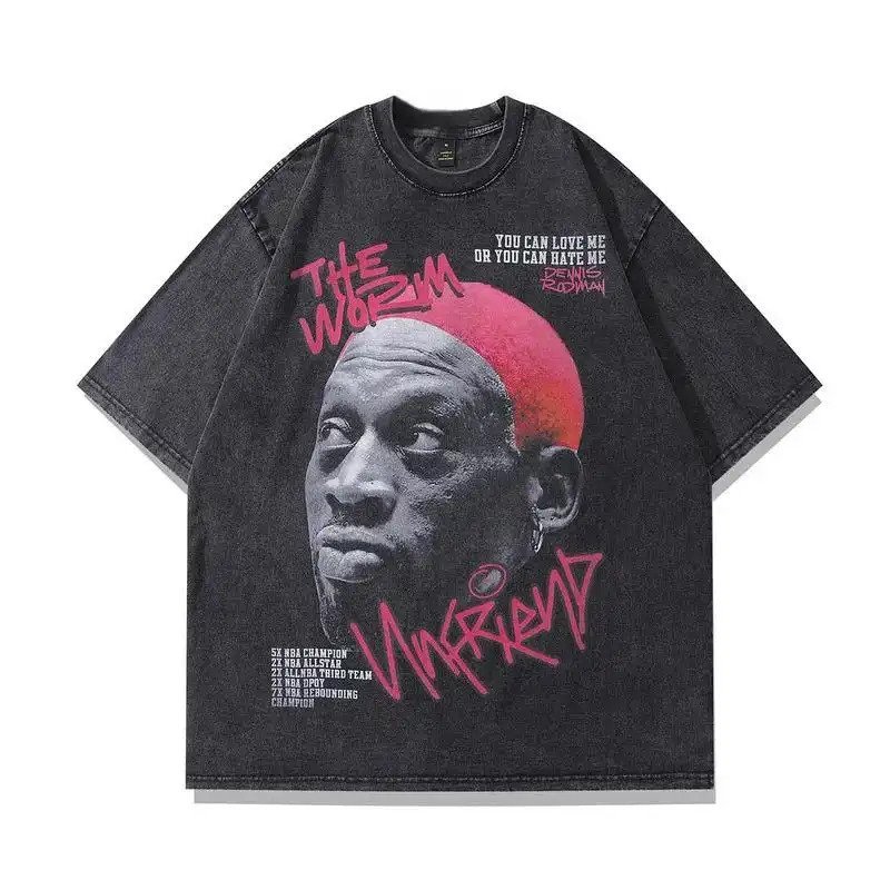 Camiseta Unissex Estilo Vintage Dennis Rodman "The Worm": Fusão Estética de Basquete e Estilo Urbano Mexicano Chido 100%