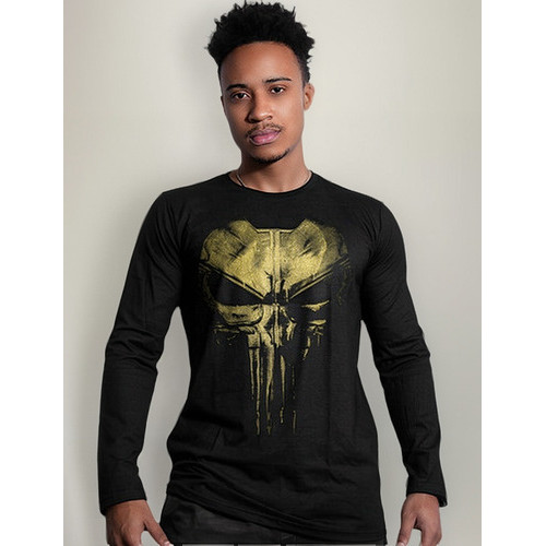 Camiseta Militar Manga Longa Punisher Plate Gold Line