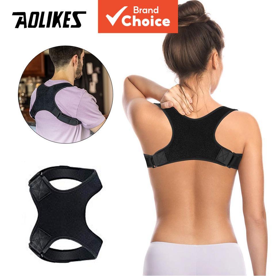 Corretor de Postura de Coluna Aolikes Proteção Esportiva Fitness Respirável Ajustável Reforço para Corcunda Banda de