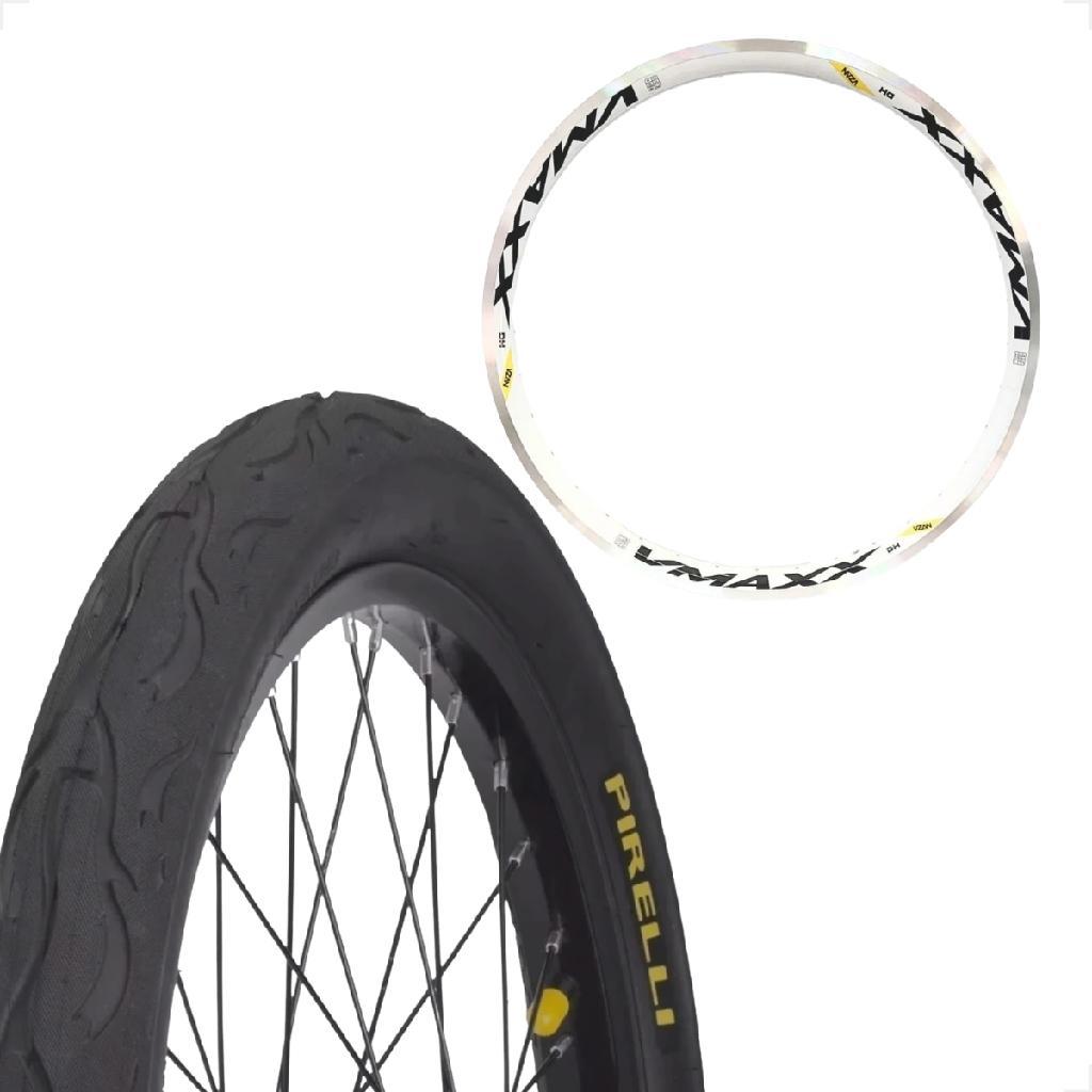 Pneu Pirelli Tornado Beta Flame Aro 26 2.2.125 + Aro vzan Vmaxx branco vbrake Montadinha freeride