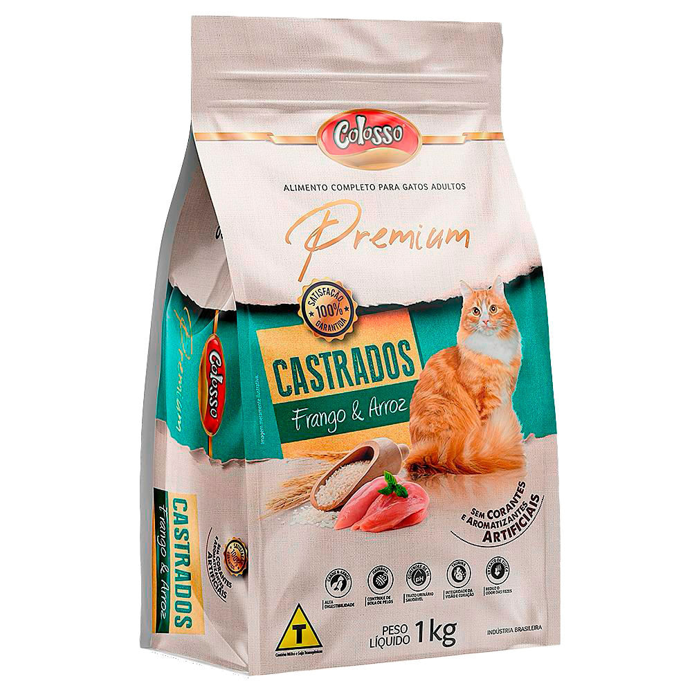 Ração para Gatos Colosso Premium Adultos Castrados Sabor Frango e Arroz 1kg