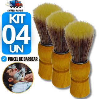 Pincel de Barbear Com Cabo de Madeira Conjunto Cerdas Macia Kit Para Barbeiro Salão Barbearia Utilidades
