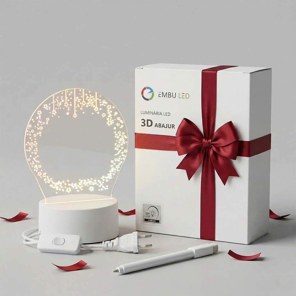 Luminária LED 3D Abajur Customizável Acrílico + Caneta Branca em Oferta na Shopee