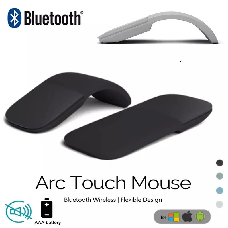 Bluetooth Dobrável Mouse Sem Fio Arco Toque Mini Ratos Ergonômico Utra Fino Silencioso Gamer Mause Microsoft Portát