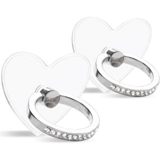 [2 Peças] Suporte de Anel para Celular Transparente com Detalhes de Diamante, Rotação de 360 Graus e Suporte de Anel Aju