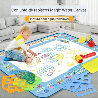 Tapete de Água Mágico Brinquedo Educativo para Criatividade Reutilizável com 3 Canetas Pr…