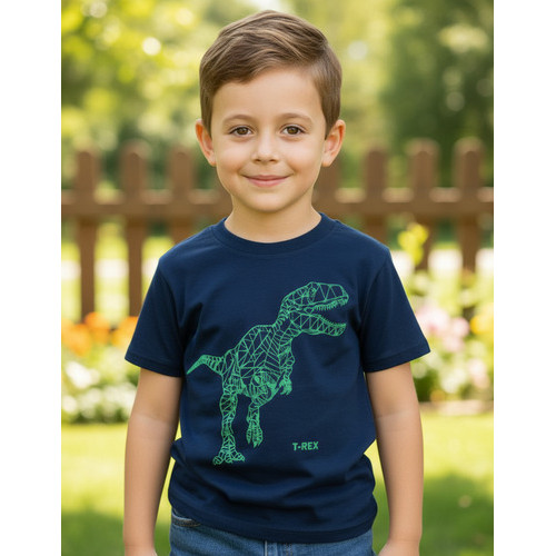 Camiseta Infantil T-rex Dinossauro  Estampa Neon Menino
