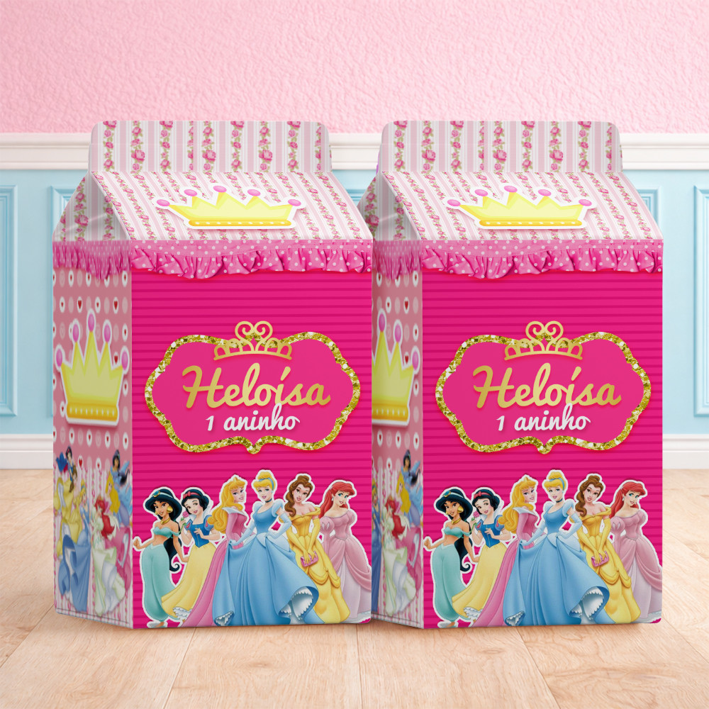Caixa Milk Princesas Caixinha Leite Pequena Personalizada Lembrancinha Festa