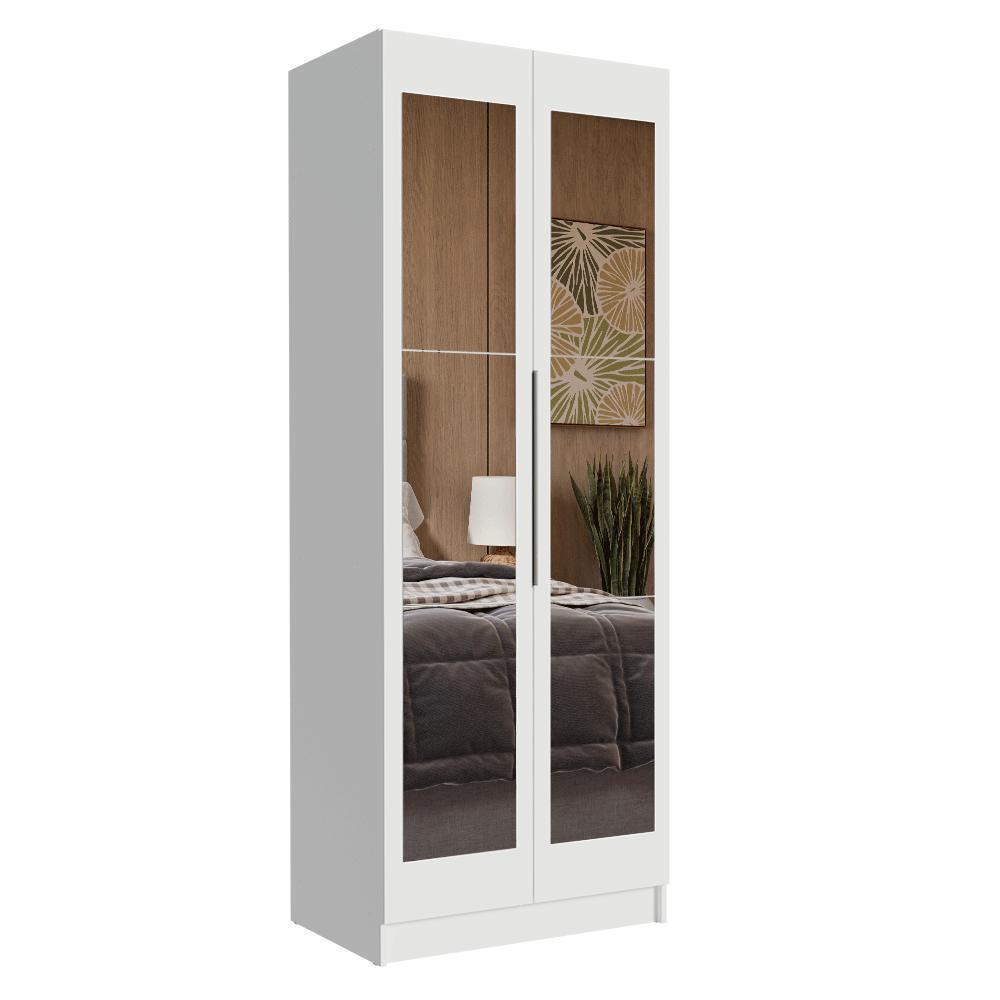 Guarda-Roupa Modulado 2 Portas com Espelho 2 Gavetas 4 Prateleiras Branco Neo Madesa