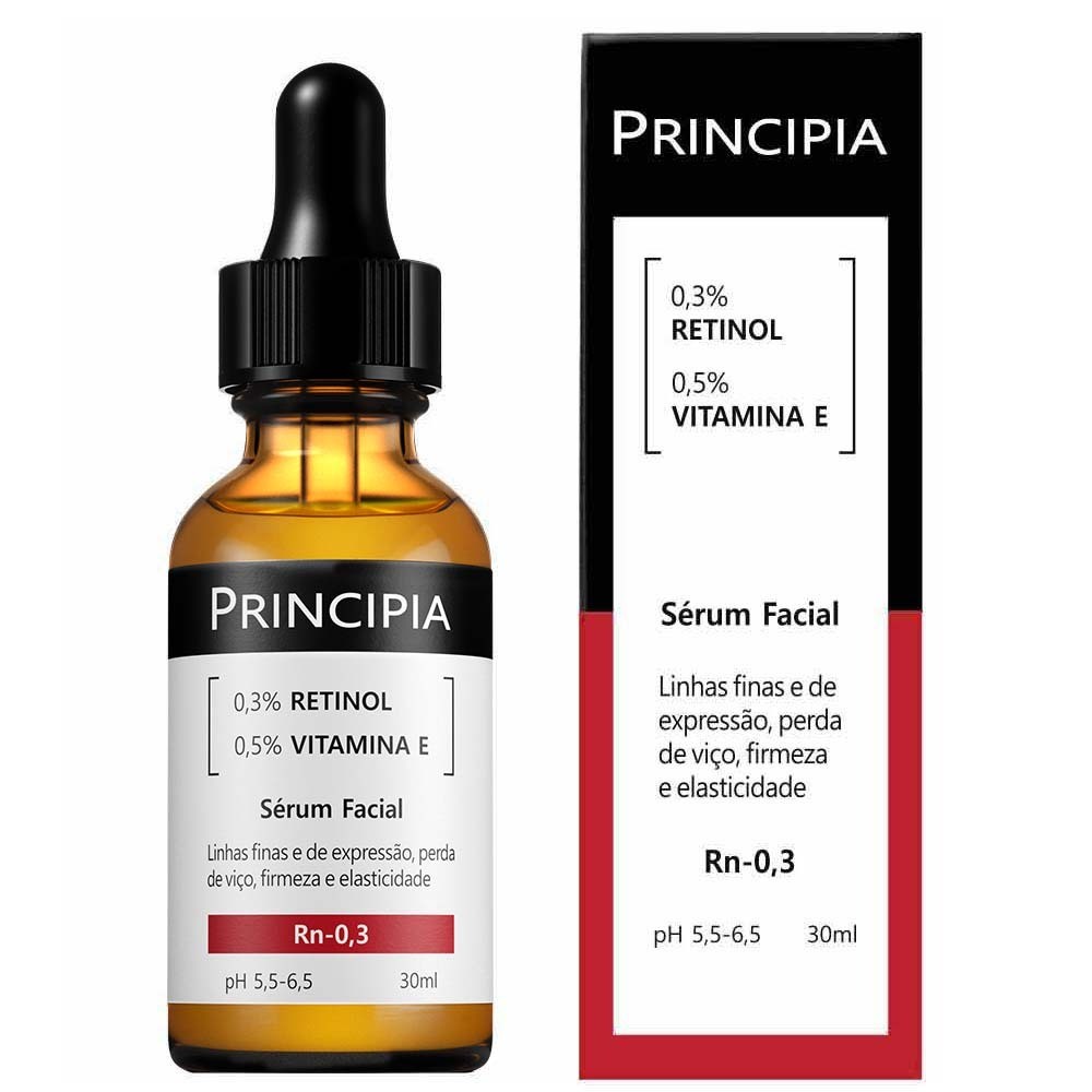 Kit 1/2 Principia SérumRetinol 0,3% + Vitamina E - Rn-0,3 Skincare: Rugas | Dermatite | Flacidez
