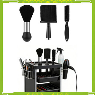 Conjunto preto de 3 peças, escova de limpeza de barbeiro, cabeleireiro, ferramenta de limpeza de cabelo, escova