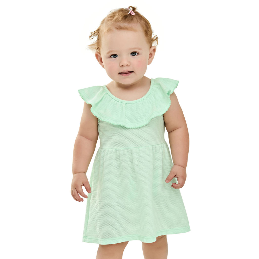 Vestido Bebê Menina Texturizado Com Babado Elian Verde