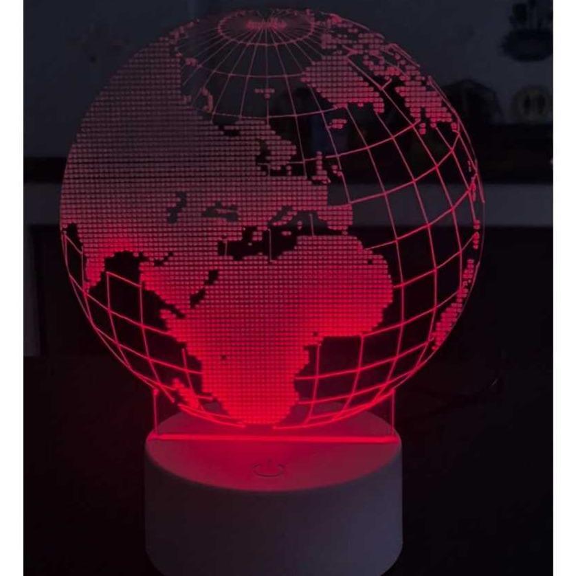 Luminária LED 16 Cores Decorativa 3D Tema Mundo Geométrico com Controle Remoto