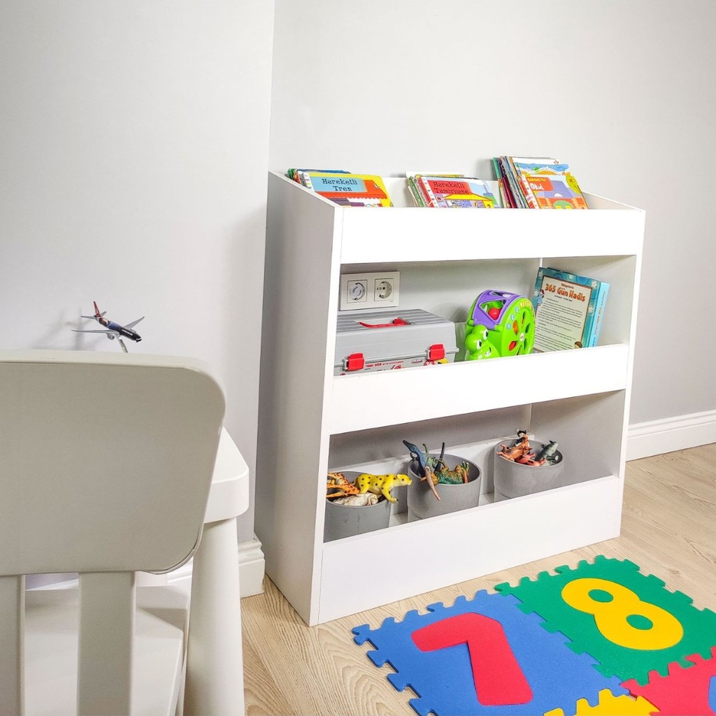 Baú Organizador Quarto Infantil Cesto p\Brinquedos Livros Divisórias MDF