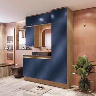 Conjunto para Banheiro Kappesberg Celeste 6 Peças Nogueira/Azul 170cm em Oferta na Shopee