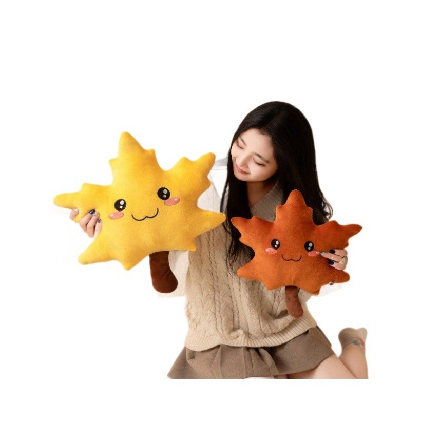 Super macio toque simulação Maple leaf brinquedo de pelúcia diversão folha amarela Ginkgo folha crianças foto adereços c