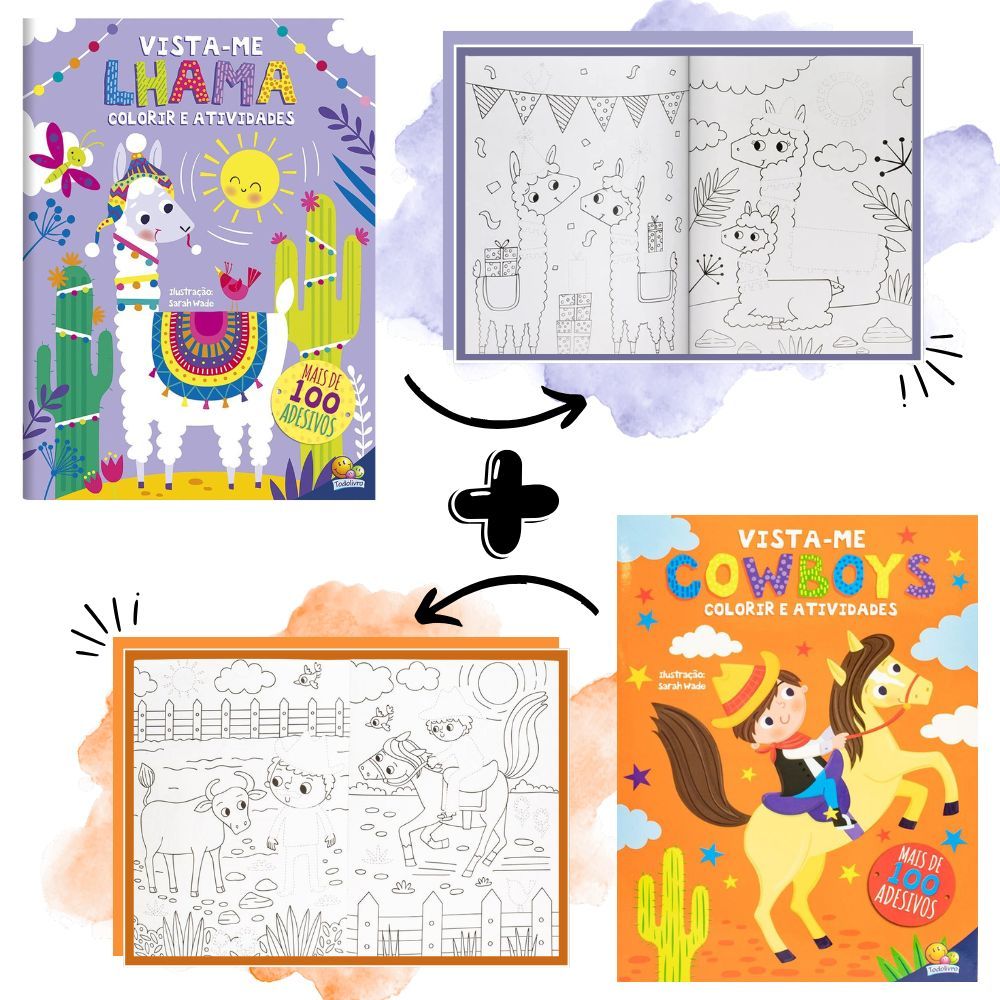Kit Vista-me! Do Selvagem ao Fofo: Cowboys & Lhamas | Crie, Vista e Brinque com Adesivos