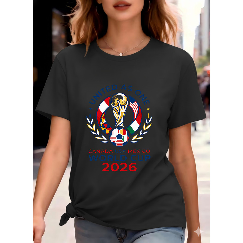 Camiseta Do Mundo 2026 Canadá, Usa, México - Design Com Copa Do Mundo, Bola De Futebol, Variação De Cores, Lazer, Treino