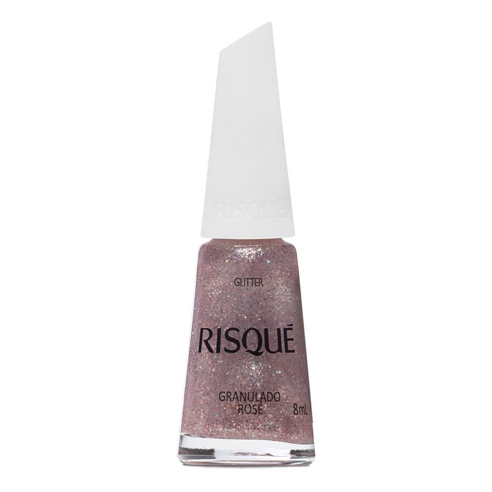 Esmalte Risqué Glitter Granulado Rosé 8ml