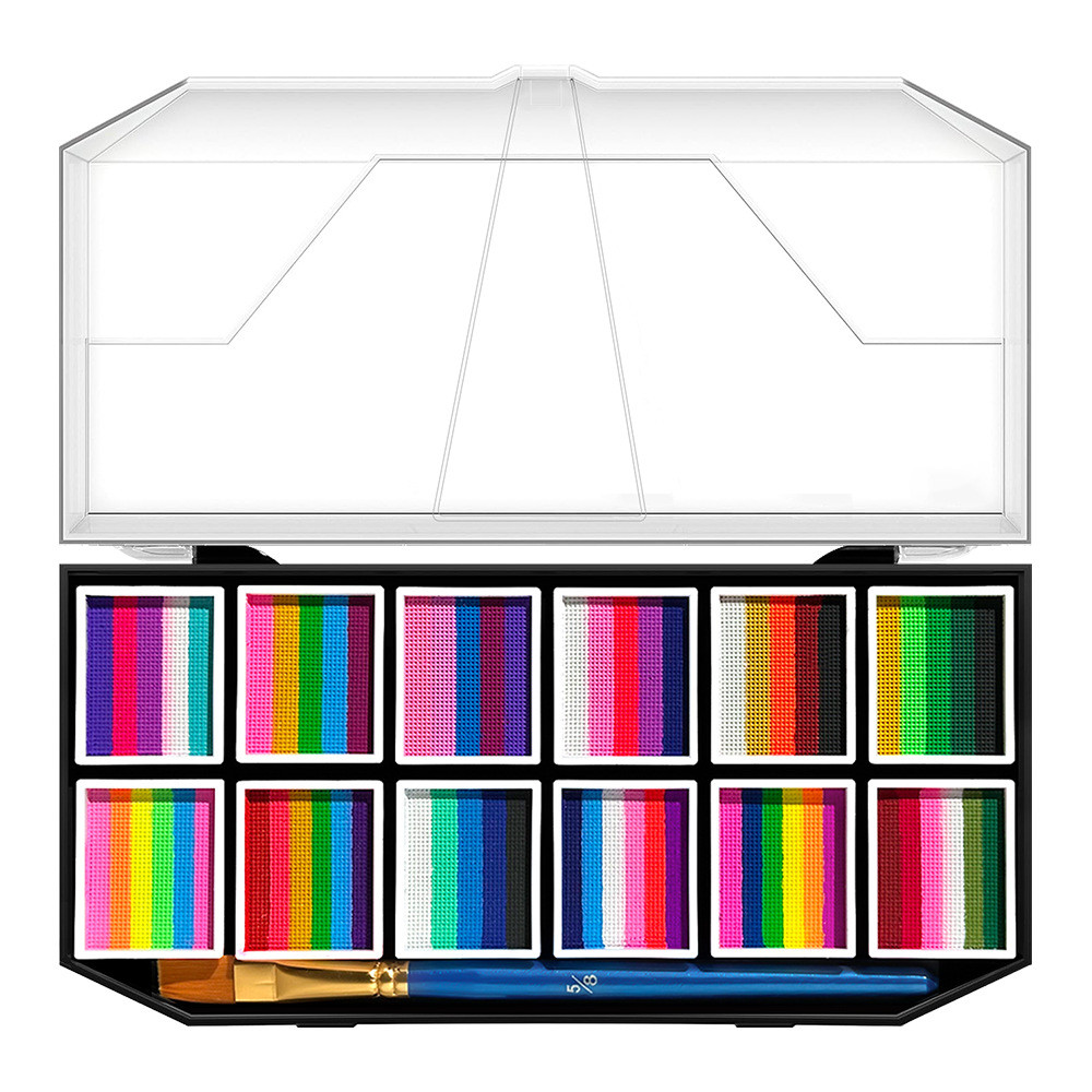 12 cores paleta de pintura corporal solúvel em água Halloween rosto cor palco desempenho maquiagem pintura arco-íris cor