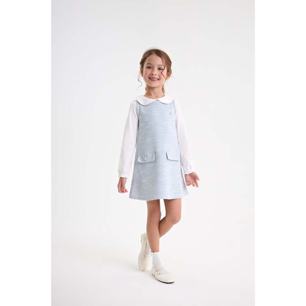 Conjunto Infantil Feminino Blusa e Vestido em Tweed Somnii