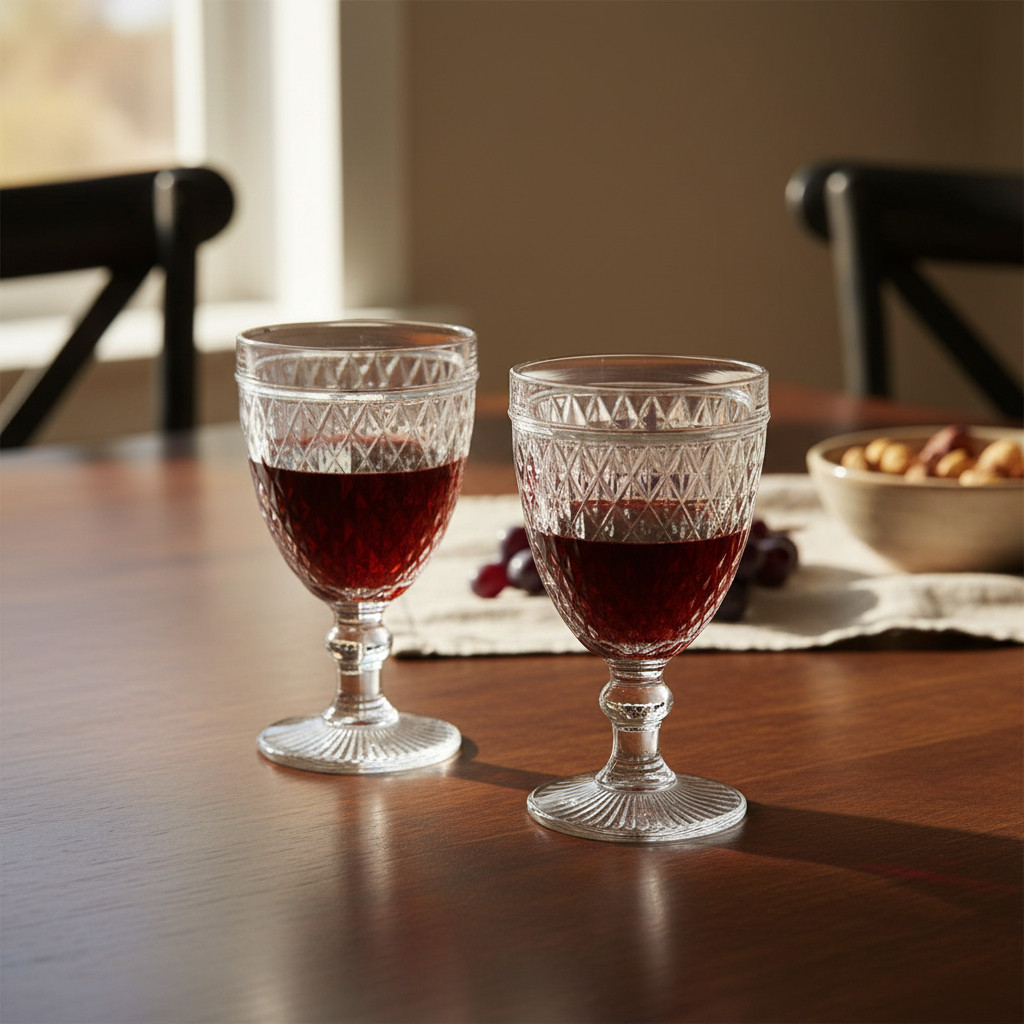 Conjunto 2 Taças de Vinho Bico de Abacaxi Vidro 230ml Elegância e Sofisticação
