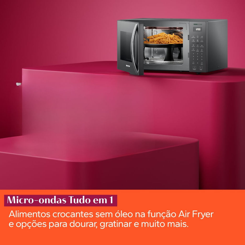 Micro-ondas Brastemp BMC29AR Bancada 29 Litros Air Fryer Cinza
