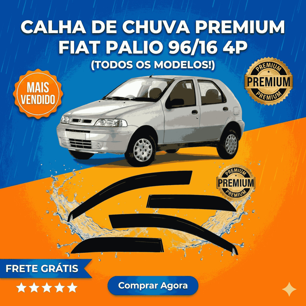 Defletor Calha de Chuva Palio Antigo Siena Wekeend Adv 1996 a 2013 4 Portas Ecoflex Orignal Fume