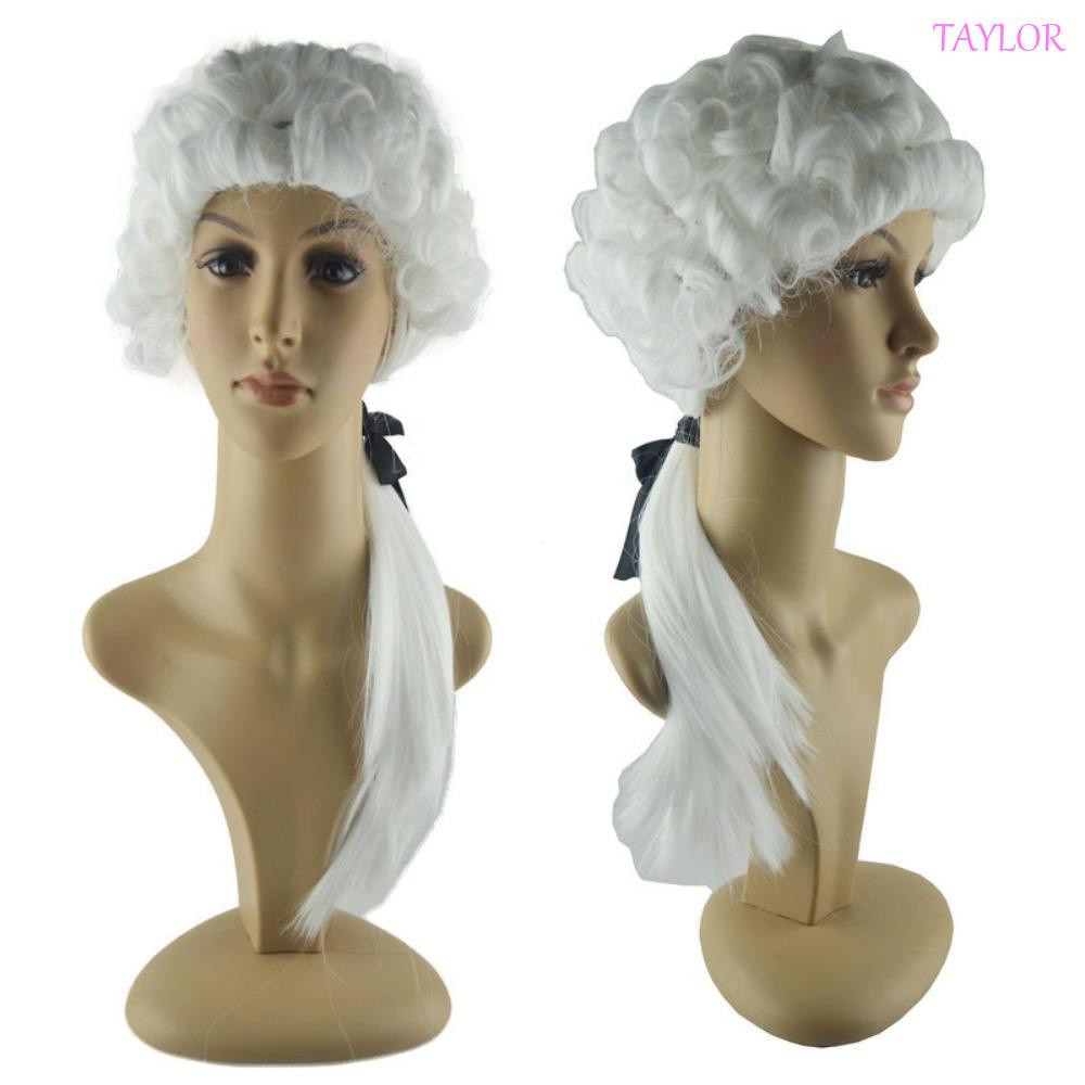 Peruca De Juiz De Advogado TAYLOR , Engraçada Cinza Branca Para Cosplay De Halloween , Perucas Masculinas Encaracoladas
