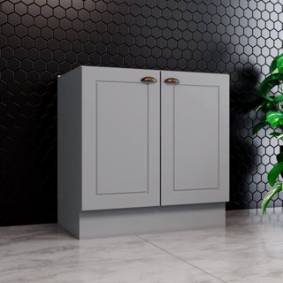 Módulo Balcão de Cozinha 2 Portas 80cm Cinza Emily Espresso Móveis Cinza em Oferta na Shopee