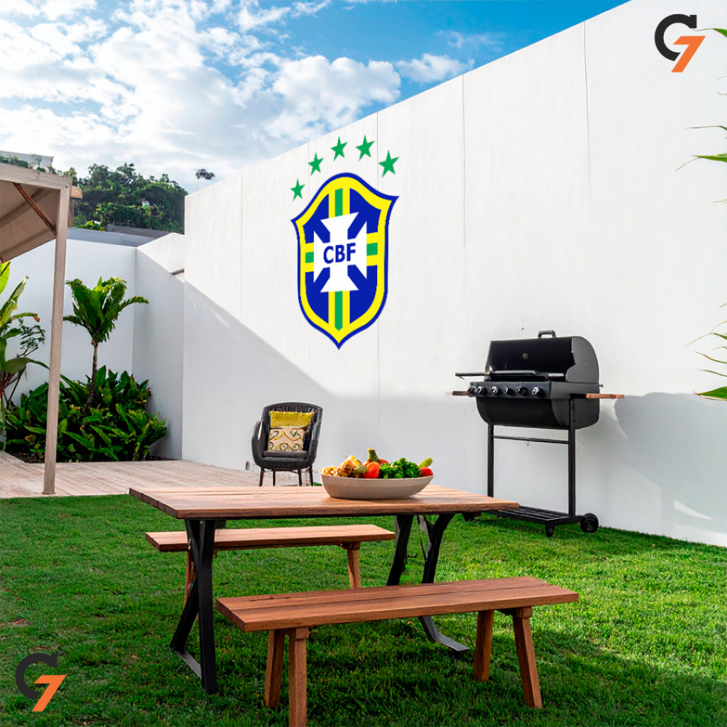 Adesivo de Parede Seleção Brasileira Escudo Time de Futebol Autocolante Para Lojas Casas Carros