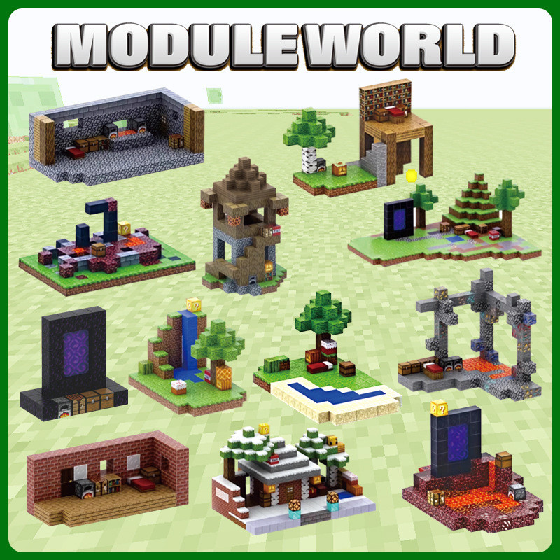 Conjunto de blocos de construção de cubo mundial magnético, brinquedo magnético, montagem de Pixel, minifigura educacion