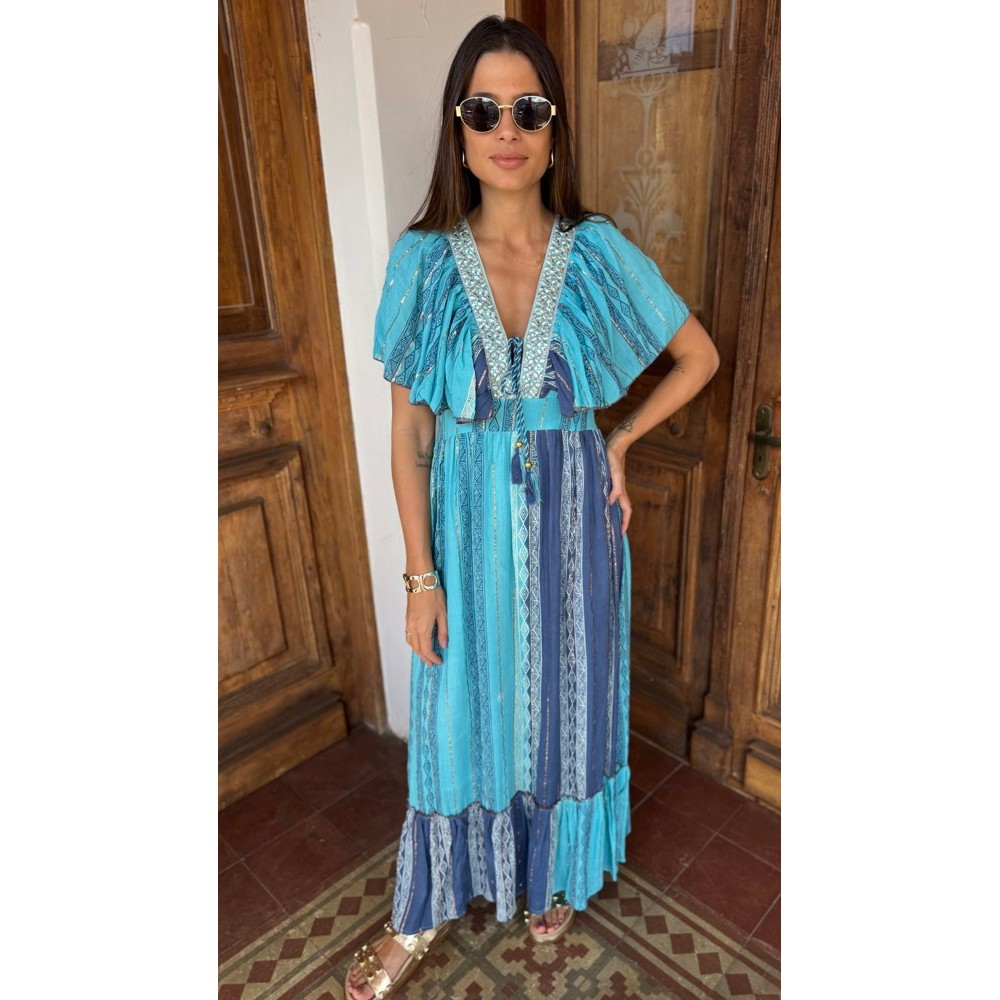 Vestido Boho Cintia azul