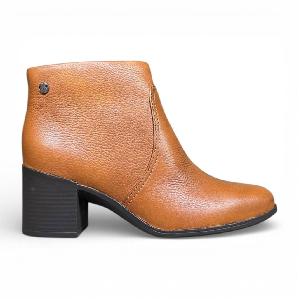 Bota Bottero Feminina Cano Curto Salto Bloco Em Couro 346901