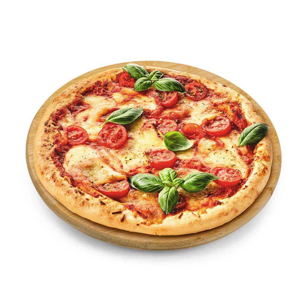 Imagem Tabua De Bambu Com Base Giratória Para Pizzas Petiscos Queijos Frios Molhos