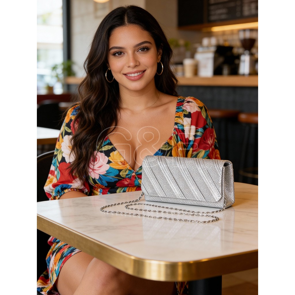 Bolsa Clutch Brilhante Carteira Moda Festa Alça Corrente Com Glitter alta capacidade viagem em Oferta na Shopee