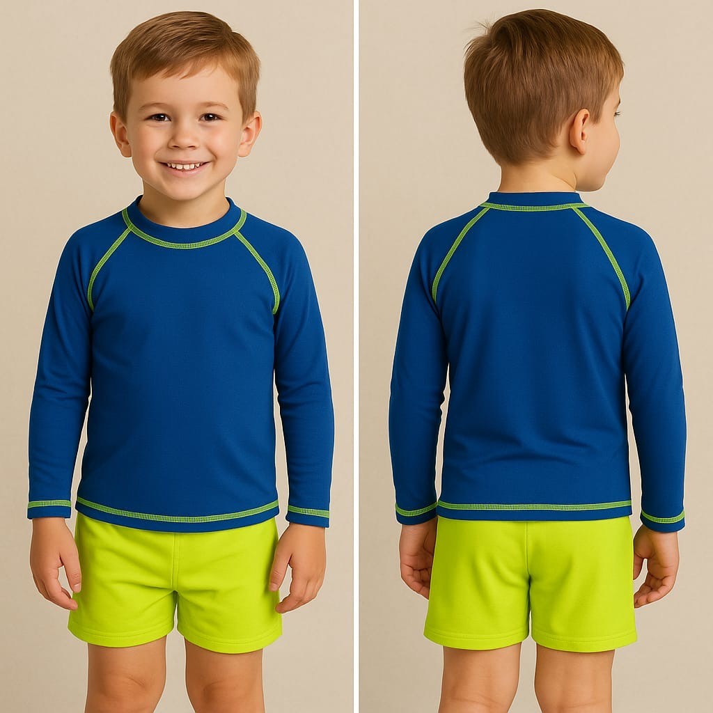 Conjunto Camiseta e Sunga de Proteção UV50+ Kit Praia Menino Infantil/Juvenil