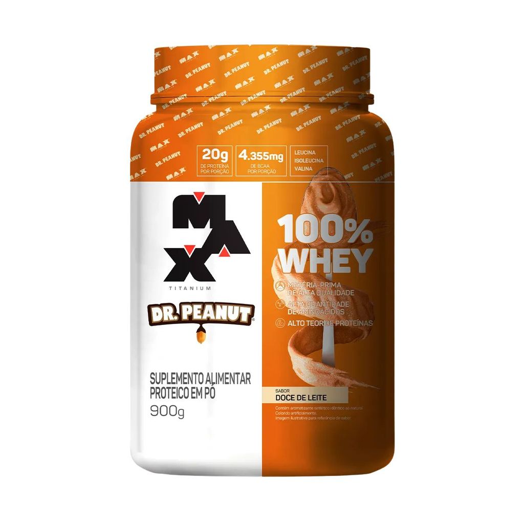 Whey Protein Dr Peanut 100% Doce de Leite 20g de Proteína 900g Max Titanium