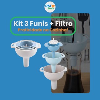 Kit 3 Funis + Filtro – Praticidade e Organização na Cozinha! em Oferta na Shopee