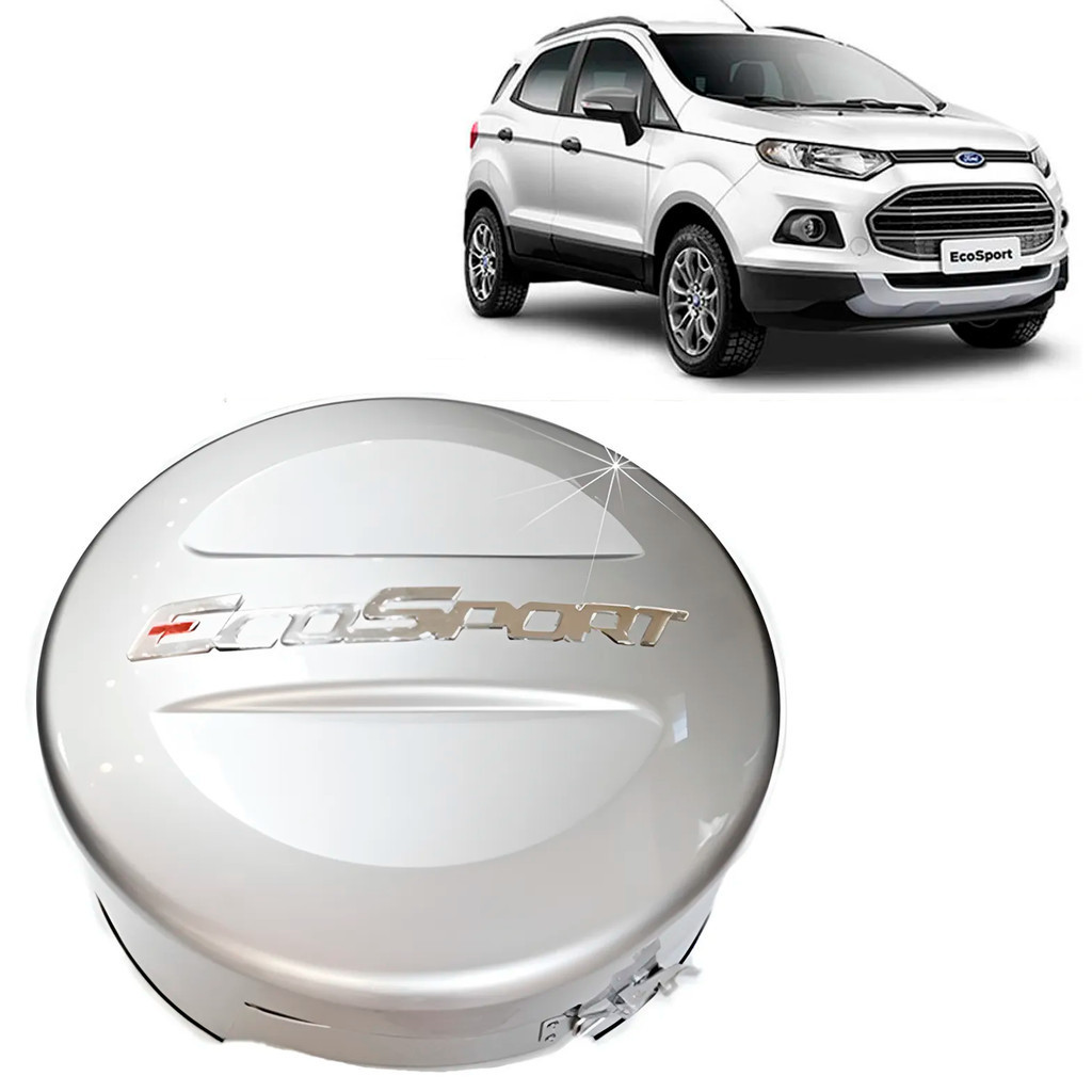 Capa De Estepe Rígida Com Cadeado Para Ford Ecosport 2011 Até 2020 Aro 15/16/17 Cor Prata Dublim