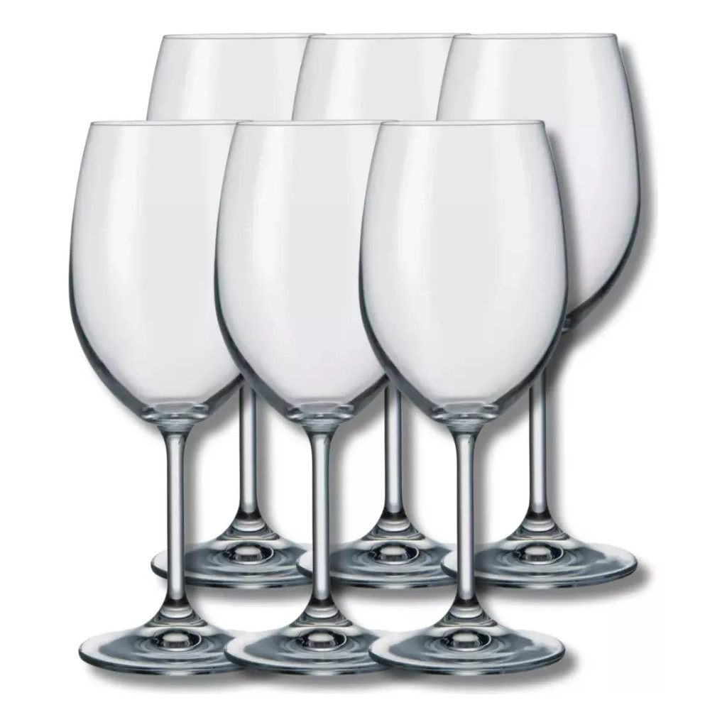 Conj. 6 Taças Vinho Tinto em Cristal Line Bohemia 430ml Mek