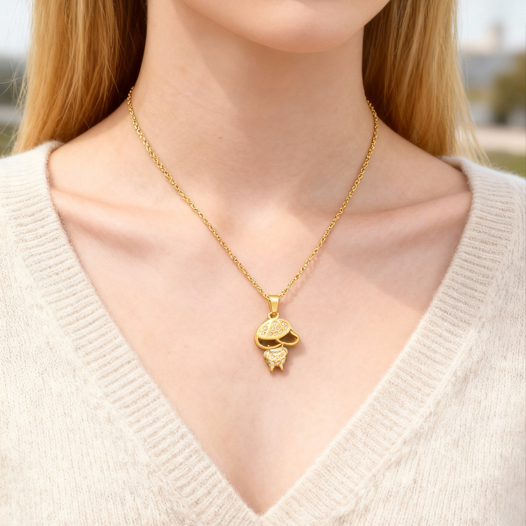Vnox Menino Menina Pingente Colar De Zircônia Cúbica Para Mãe, Jóias Infantis De Aço Inoxidável Ouro 18K · foto 2