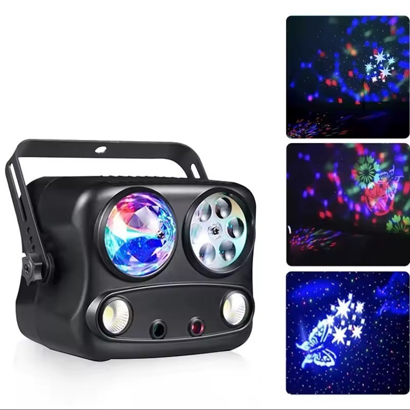 Projetor Luz de Festa 4 em 1 LED Laser RG Estrobo Controle Remoto USB